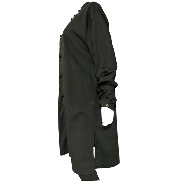 Xing Long Black Knotted Button Long Shirt, 5XL - Picture 11 of 12